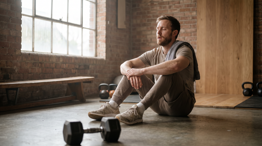 Sporter zit uit te rusten na de training