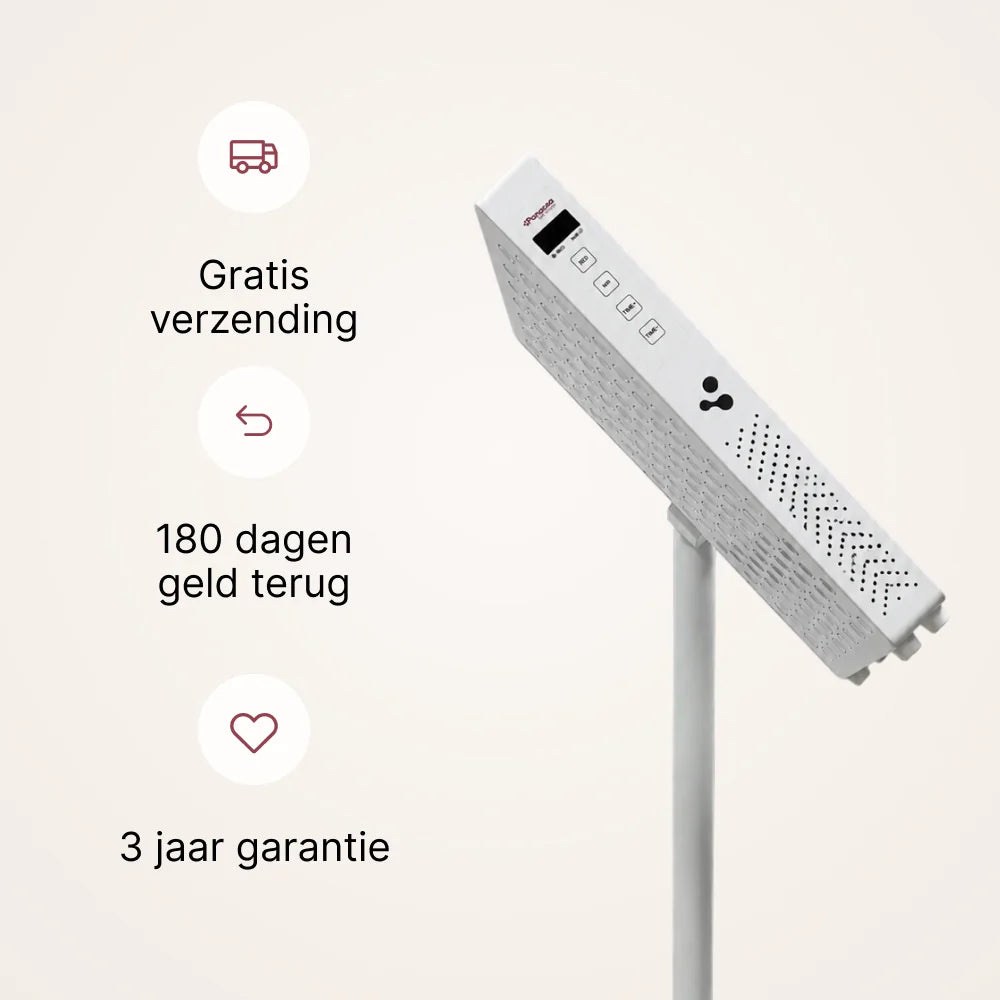 ATP Pure 700 schuin op de standaard: gratis verzending, 180 dagen geld terug en 3 jaar garantie