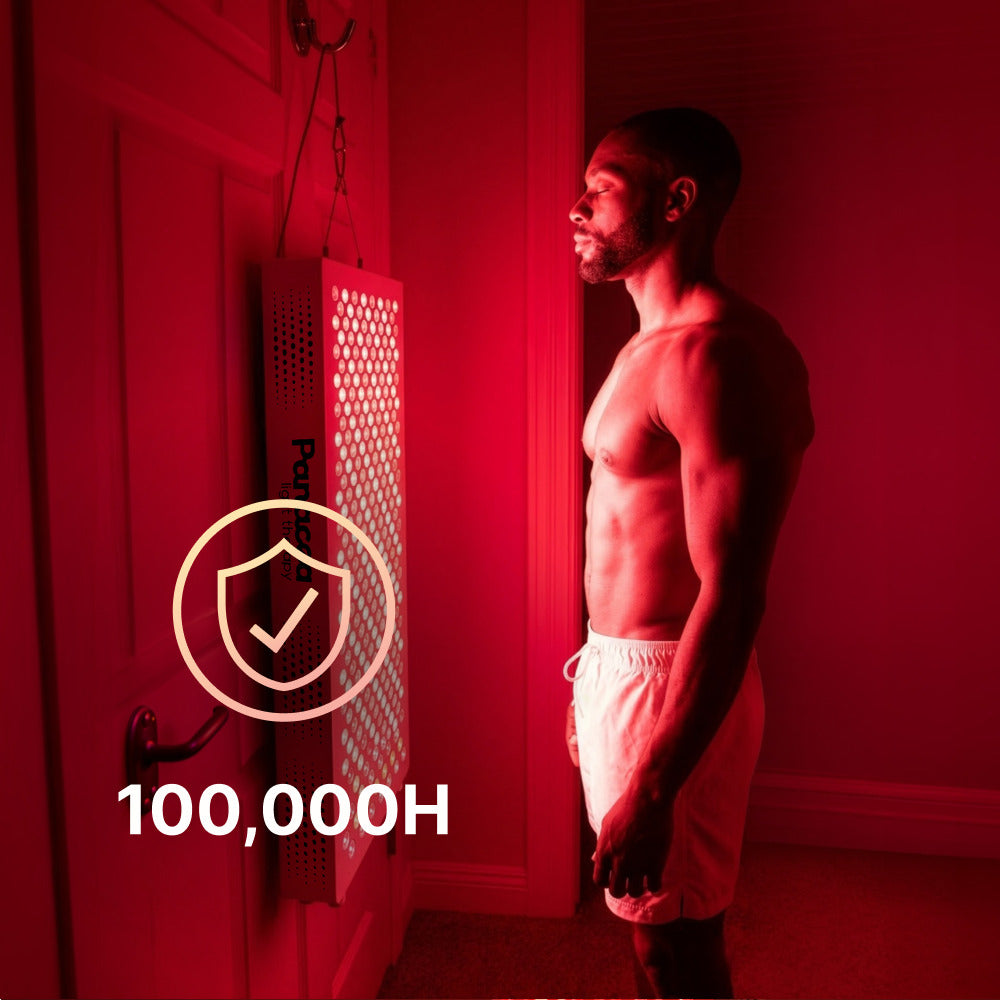 ATP Pro 1500 hangend aan een deur, man staat voor het rode licht, levensduur 100.000 uur