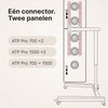 Koppelstuk: één connector verbindt twee ATP Pro panelen (700 x2, 1500 x2 of 700 + 1500) op de horizontale standaard, technische tekening